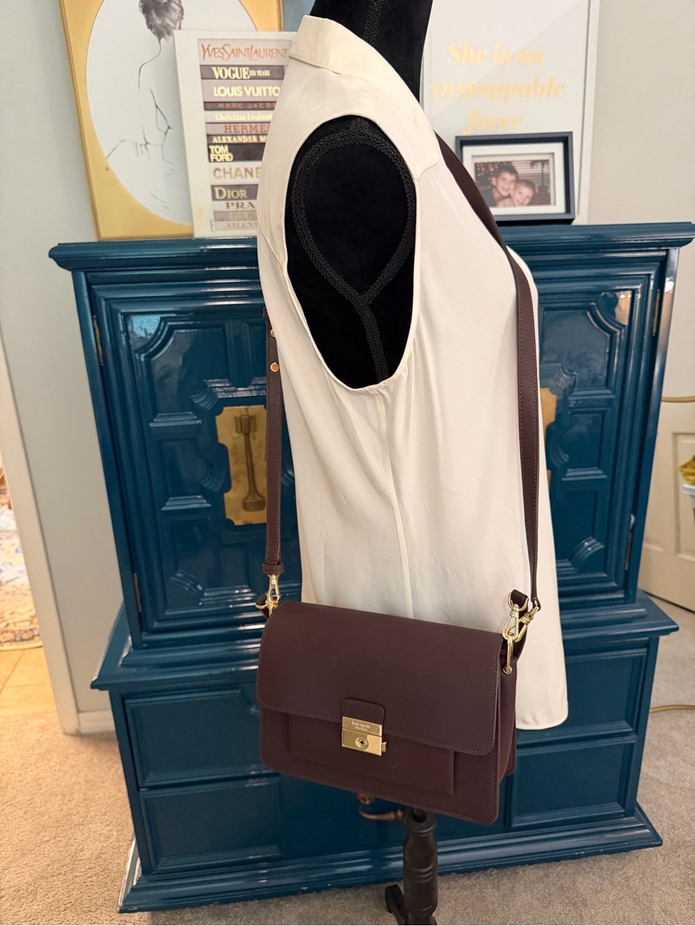Kate Spade Voyage Small Grain textured Shoulder /Crossbody Bag, chocolate brown - Picture 3 of 10
